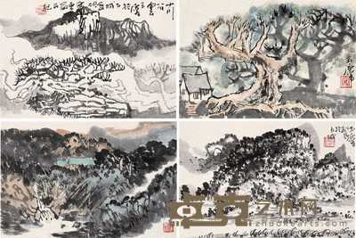 宋玉麟 山水 册页（六开选四） 12×17cm×6